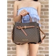 thumbnail image 3 of Michael Kors Emilia Small Triple Compartment Satchel Crossbody Brown MK Logo, 3 of 5