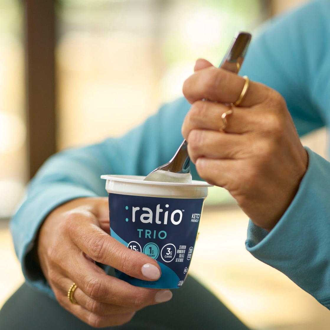 Ratio Trio Yogurt Cultured Dairy Snack, Coconut, 1g Sugar, Keto Yogurt Alternative, 4 Cups