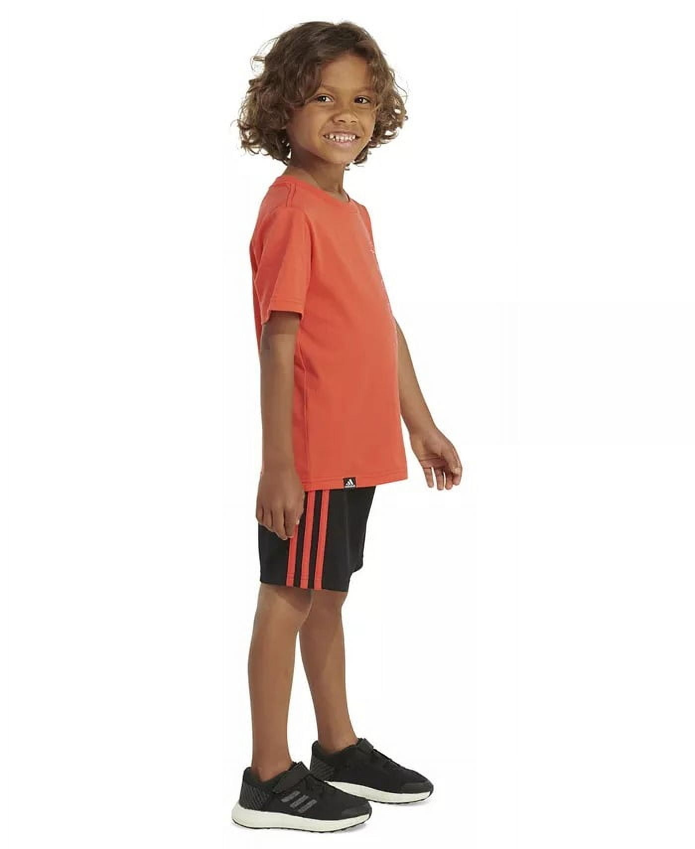Adidas BRIGHT RED Toddler & Little Boys 2-Pc. 3-Stripes Mesh