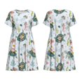 thumbnail image 3 of Bixox Robe d'Été à Manches Courtes pour Femmes Robe Ample Longueur Genou avec Poches-Tortue, 3 of 7