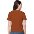 thumbnail image 4 of eloria Women's Lycra Round Neck Slim Fitted Basic Tee Tops Short Sleeve T-Shirt, Color : Rust, 4 of 6