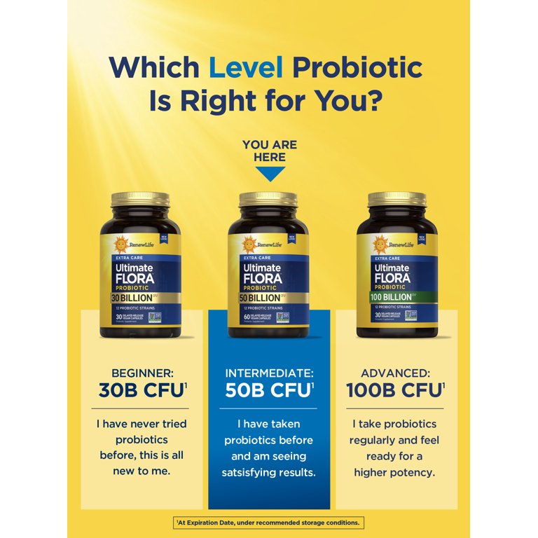 Renew Life Extra Care Probiotic, 50 Billion CFUs, 12 Strains, 60