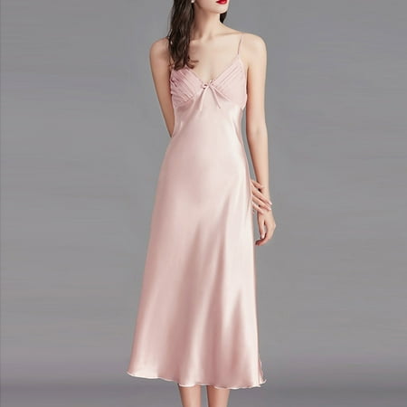 RYDCOT Satin Nightgown for Women Silk Slip Sleep Dress Satin Pajama Dress Camisole Midi Nightdress 2024 V-Neck Silky Negligee Lingerie Dress Sale