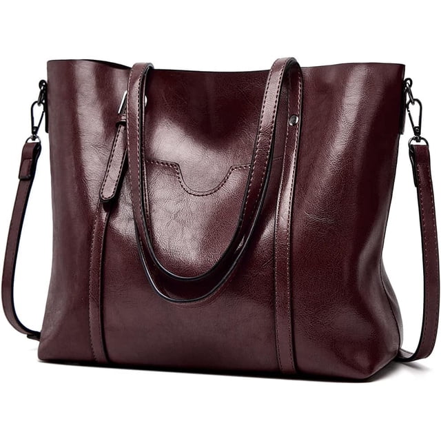 LHSHIDU Faux Leather Tote Bag for Women Large Capacity Handbag Top Handle Satchel Fashion Shoulder Bag Crossbody Bag Purse