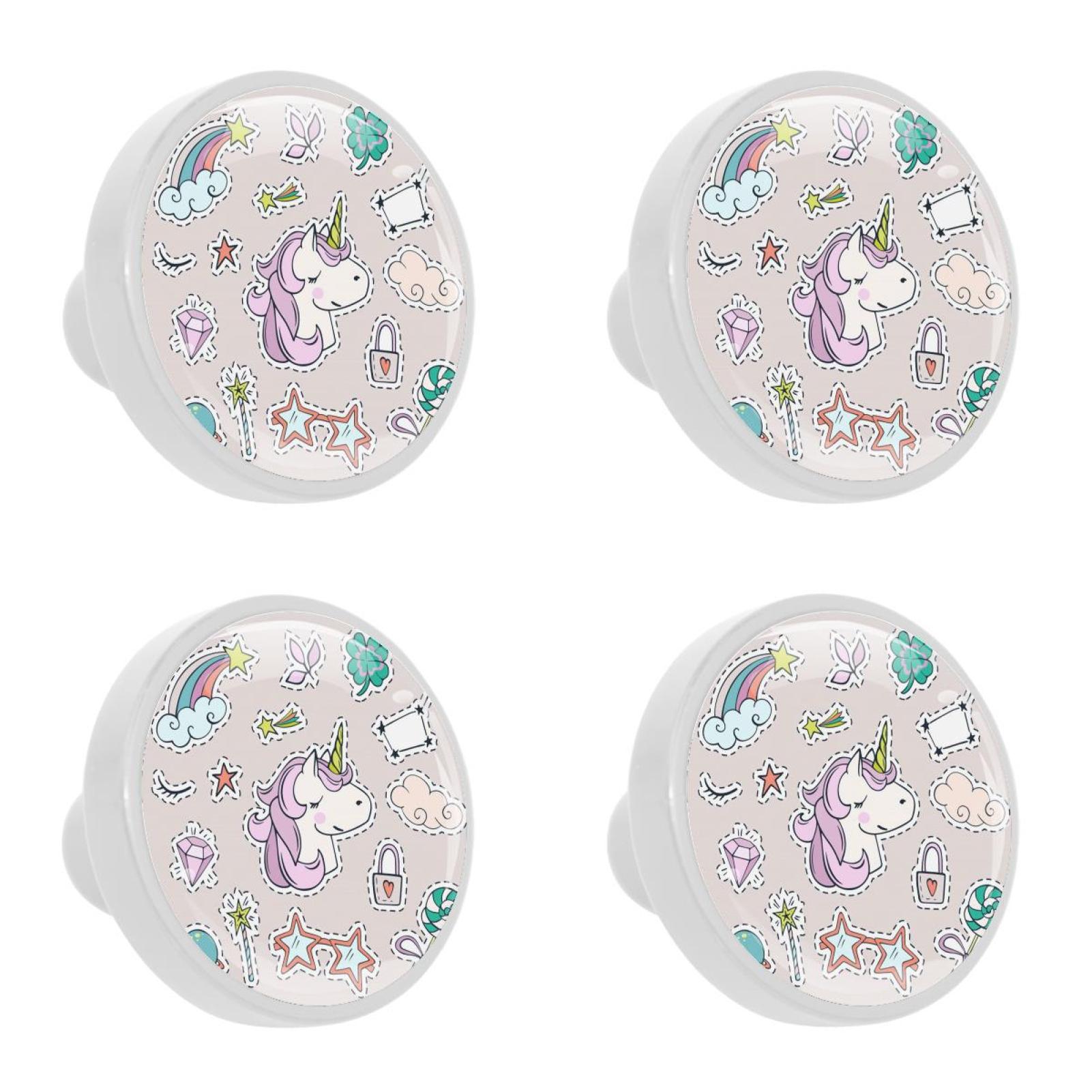 Ownta 4Pcs Kitchen Knob Round Unicorn Cute Knobs Closet Drawers