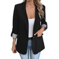 thumbnail image 3 of ClodeEU Women's Tweed Plaid Blazer Jacket , Casual Long Sleeve Lightweight Work Business Blazers Jackets Black,Womens Plus XXL, 3 of 9