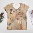 thumbnail image 4 of Abstract Beige Geometric Pattern Women's Blouse Short Sleeve Women's Top T-Shirt Spring Summer Clothes, 4 of 7