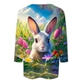 thumbnail image 4 of BVOFAR Chemises de Pâques pour Femmes T-Shirts Imprimé Lapin Mignon Manches 3/4 Tunique Ample Blouses Col Rond Décontracté 2025, 4 of 5