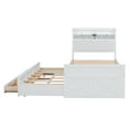 thumbnail image 6 of Twin Bed Frame w/ Storage Headboard, Outlets, & Trundle - White, Twin Size Wooden Bed for Bedroom, 85"L x 41.2"W, Space-Saving Design, 6 of 18