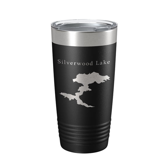 Silverwood Lake Map Tumbler Travel Mug Insulated Laser Engraved Coffee Cup California 20 oz Black
