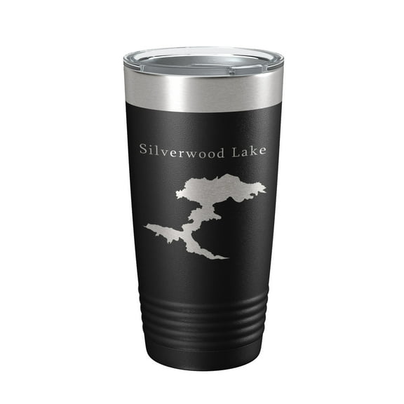 Silverwood Lake Map Tumbler Travel Mug Insulated Laser Engraved Coffee Cup California 20 oz Black