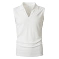 thumbnail image 6 of Men's Sleeveless Tank Top Polyester Spandex Blend, Pullover Muscle Vest Turndown Collar, Quick Dry Breathable Casual Workout Streetwear Active Summer | Zenithor,White S, 6 of 9