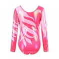 thumbnail image 3 of Girls Leotards Gymnastic Ballet Onesies Long Sleeve Stretchy Colorful Shiny Dancewear Leotard for Kid Girl, 5-12 Years, 3 of 7
