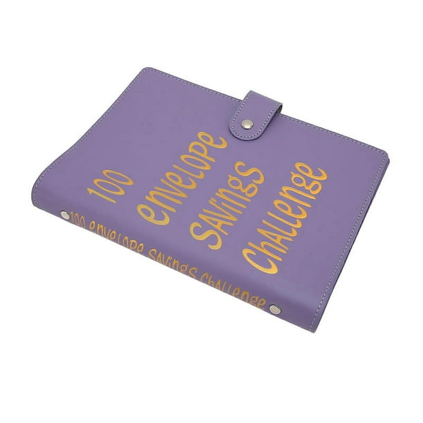 Money Saving Binder Waterproof PU Leather A5 Budget Binder with 100 Cash Envelope for Kids Adults Purple