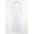 thumbnail image 3 of Women'S Sexy Thin Mesh Long Sleeve Tie Front Swimsuit Swim Beach Maxi Cover up Dress, 3 of 6