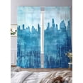 thumbnail image 3 of Abstract Urban Silhouette Sheer Curtains 108 Inches Long 2 Panels Watercolor Blue Building Light Filtering Semi Sheer Window Curtains Drapes for Bedroom Living Room 52"x108", 3 of 7