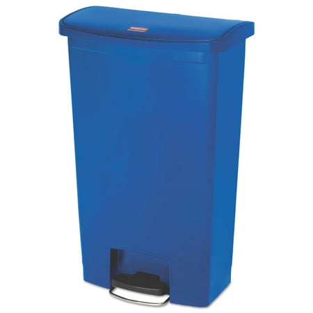 Rubbermaid Commercial Slim Jim Front Step Style 18 gal. Resin Step-On Container, Blue