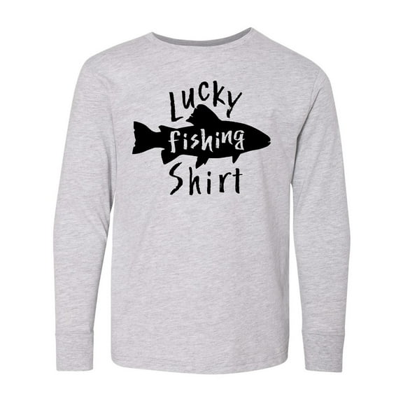 Inktastic Lucky Fishing Shirt Fish Long Sleeve Youth T-Shirt