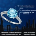 thumbnail image 2 of Gem Stone King 14K White Gold Swiss Blue Topaz and White Lab Grown Diamond Engagement Ring for Women | 3.26 Cttw | Round 9MM | Gemstone November Birthstone | Size 7, 2 of 6