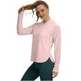 thumbnail image 5 of Sun Protection Hoodie for Women UPF 50+ Summer Long Sleeve Solid Color Lightweight Workout Shirts for Hiking Fishing Pink L, 5 of 7