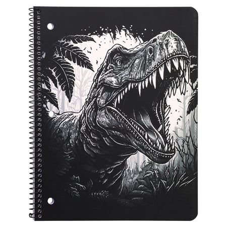 Pen+Gear Wide Ruled 1-Subject Notebook, 8" x 10.5", Black and White T-Rex, 80 Sheets