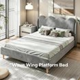 thumbnail image 2 of YUSAZENS Twin Size Wave Design Upholstered Bed Frame with Winged Side Panel, Floor Standing Soft Platform Bed, Sturdy MDF Structure No Box Spring Needed, Modern Bedroom Furniture Gray, 2 of 5