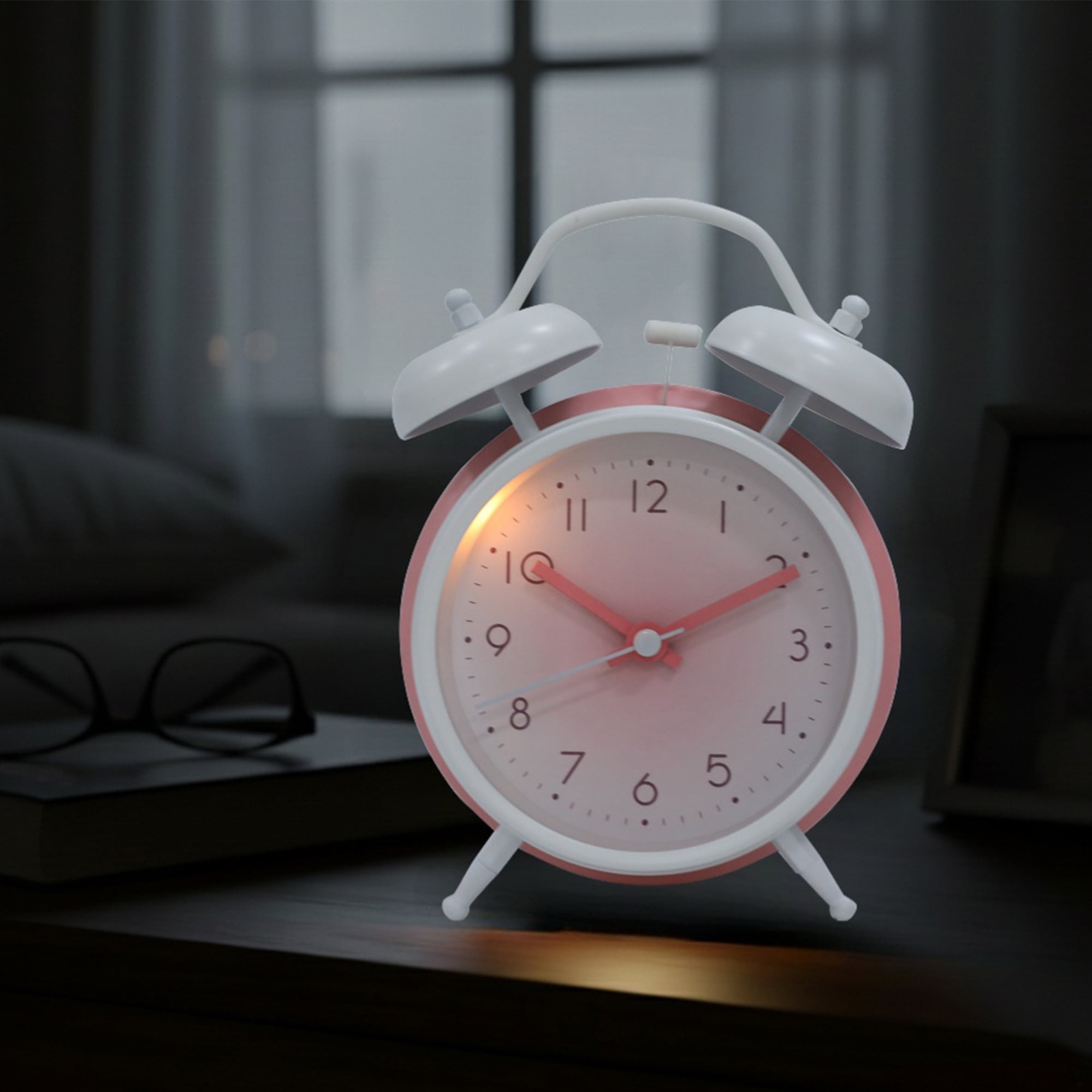 Unique Bargains Gradients Alarm Clock with Dual Bells Pink 4.6"L x 2.2"W x 6.3"H