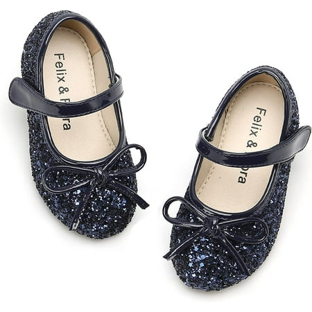 

QWZNDZGR Toddler Flower Girl Dress Shoes - Girl Ballet Flats Party School Shoes Wedding