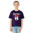 thumbnail image 2 of Wild Bobby, Cute Soccer Ribbon Soccer Ball Gift Sports Girls Graphic Youth T-Shirt, Purple, Large, 2 of 3