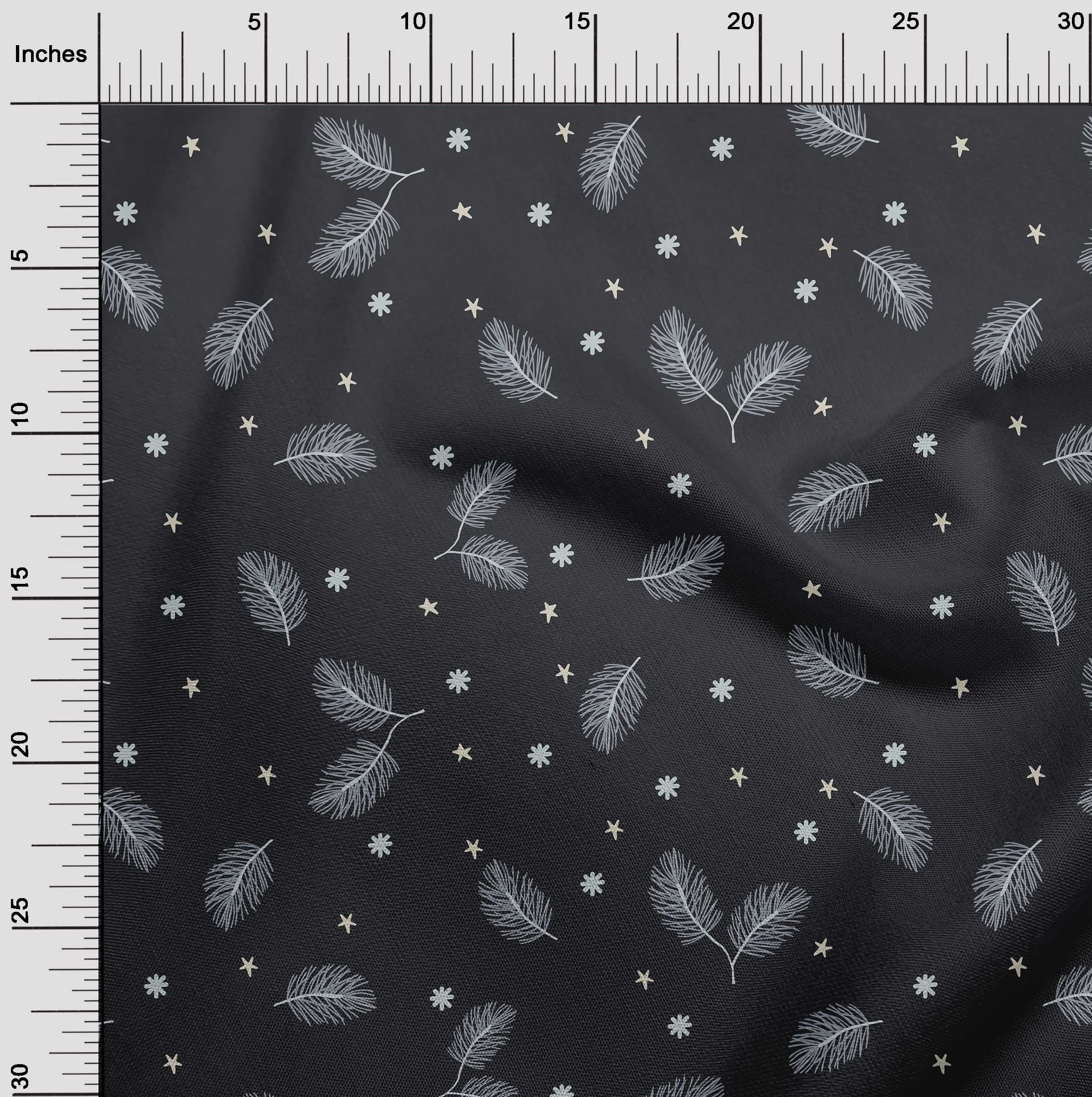 oneOone Georgette Viscose Black Fabric Christmas Feather Sewing Craft Projects Fabric Prints By Yard 42 Inch Wide
