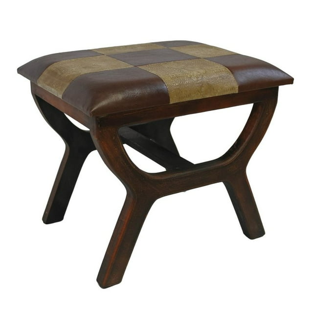 International Caravan Carmel Faux leather Stool in Mixed Pattern