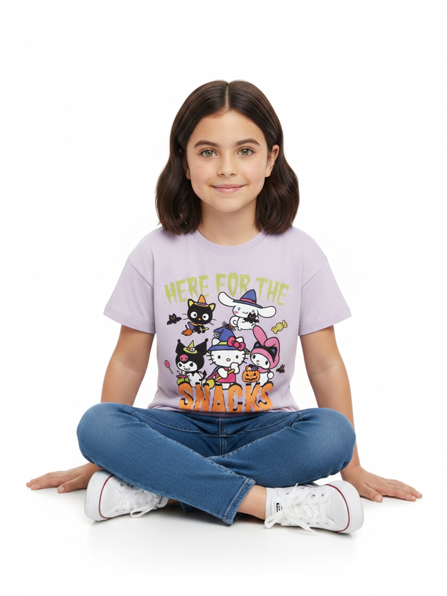 Hello Kitty and Friends Girls' Halloween Graphic Tee with Short Sleeves, Sizes 4-16