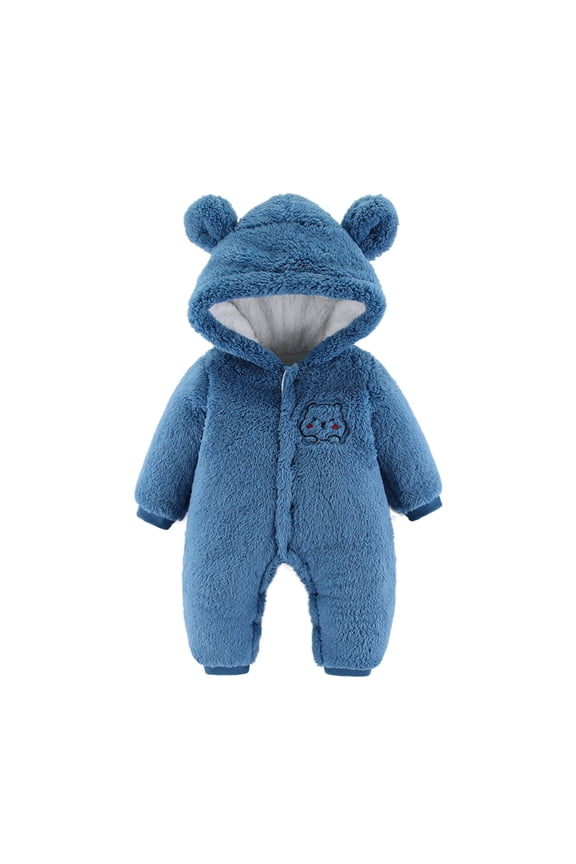 Newborn Baby Flannel Baby Fleece Snowsuit Jumpsuit Warm Dance Hooded Outfits Double Line Design