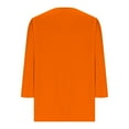 thumbnail image 3 of EchfiProm Womens V-Neck Tops Casual Plain T-Shirts 3/4 Sleeve Orange Pullover Relaxed Fit for Women, 3 of 5