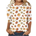 thumbnail image 1 of HKEJIAOI Chemise d'Halloween pour Femmes Manches Longues Col Rond Imprimé Graphique Mode Célébration d'Halloween Haut Blanc-1, 1 of 5