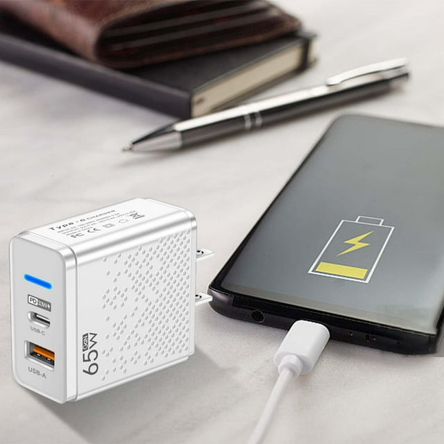 65W USB C Phone Charger Compact Wall Cube Fast Charging Block with LED Indicator