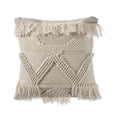 thumbnail image 1 of LR Home PILLO07456NATFFPL Textured & Fringe Ivory Square Throw Pillow - 20 x 20 in., 1 of 1