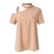 thumbnail image 4 of Gibobby Playera de Verano para Mujer Camiseta manga corta con hombros descubiertos y cuello inclinado Sexy verano para mujer(Beige,M), 4 of 5