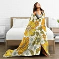 thumbnail image 4 of Yibo Blue Yellow Flower Floral Blanket, Soft Blankets Flannel Bed Throw Cozy Lightweight Plush Gifts for Women Girls Sofa Couch Bedroom Living Rooms Warm All Season, Home Decor,, 4 of 9
