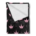 thumbnail image 2 of Crown Soft Flannel Fleece Throw Blanket, Repetitive Stars Cartoonish Elements on a Dark Background Royal Feels, Cozy Plush for Indoor and Outdoor Use, 50" x 70", Pale Pink Charcoal Grey, by Ambesonne, 2 of 5