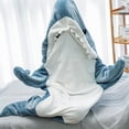 thumbnail image 3 of Cartoon Shark Sleeping Bag Pajamas Office Nap Shark Blanket Karakal High Quality Fabric Mermaid Shawl Blanket For Children, 3 of 10