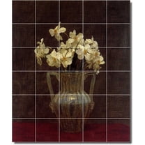 Ceramic Tile Mural-Henri Fantin-Latour Flowers Wall Tile Mural 27. 21.25" w x 25.5" h using (30) 4.25 x 4.25 ceramic tiles