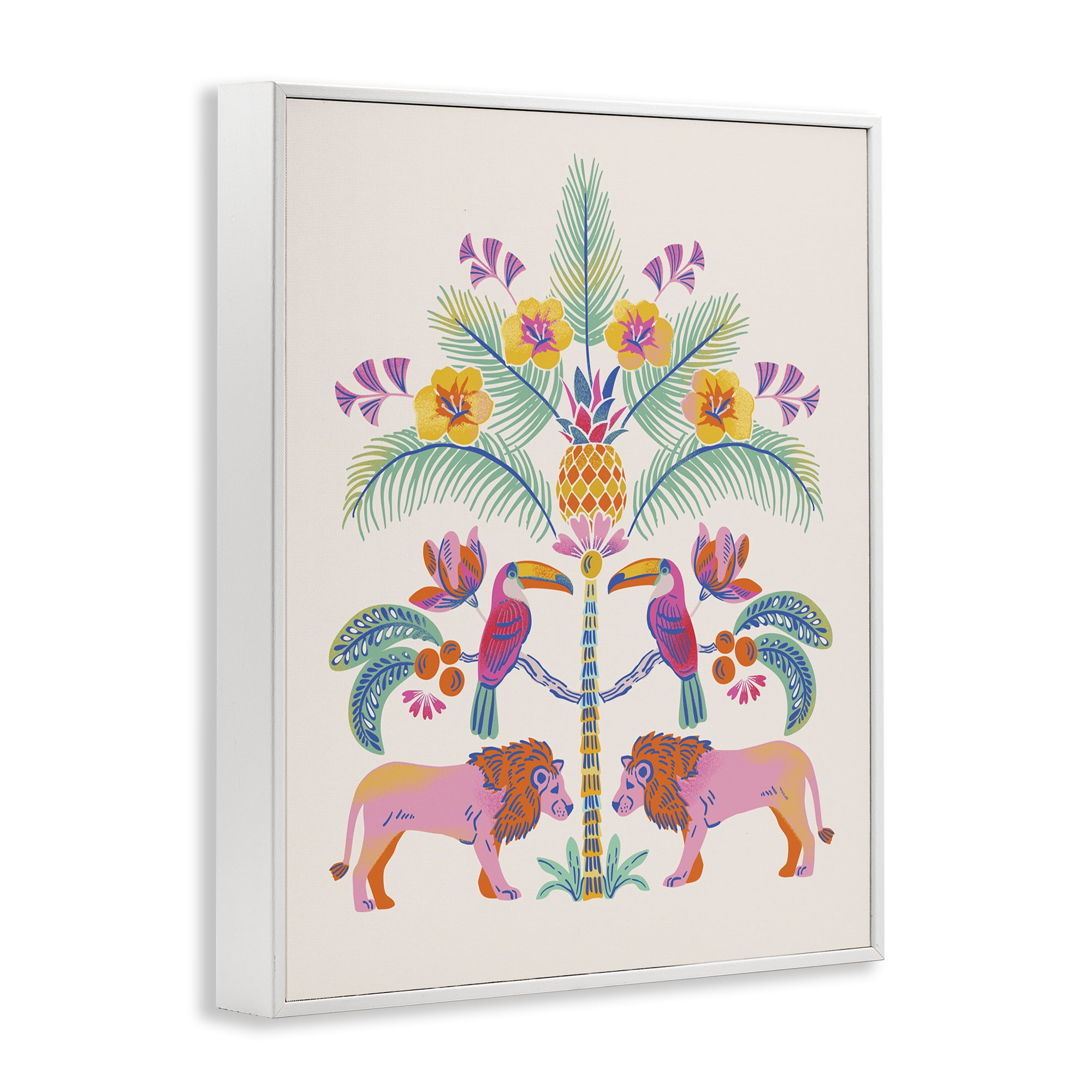 Stupell Industries King of Jungle Symmetry White Framed Giclee Art, design by Riley Hutchens