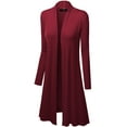 thumbnail image 5 of Made by Johnny Women's Solid Long Sleeve Open Front Long Cardigan S WINE, 5 of 6