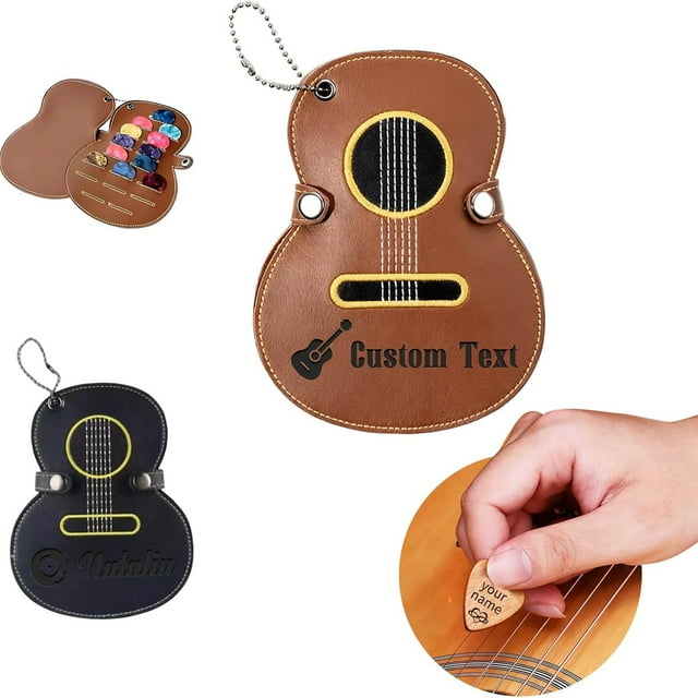 Personalized Wooden Guitar Pick Box Holder Custom Guitar Plectrums With Engraved Name Or Design Guitar Picks Christmas Music For Guitarists Ukulele Lover