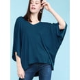 thumbnail image 4 of Made by Johnny Womens V-Neck Square Sleeves Oversized Loose Fit Top XXXL TEAL, 4 of 6