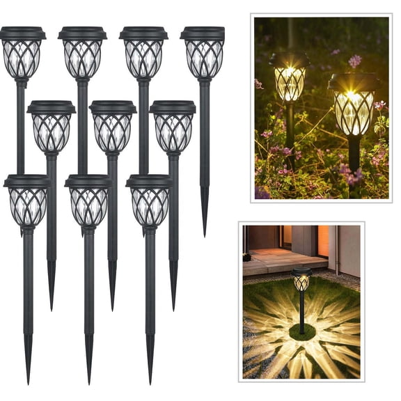 10PC Plastic Solar Pathway Lights Outdoor Solar Garden Lights for Yard, Driveway