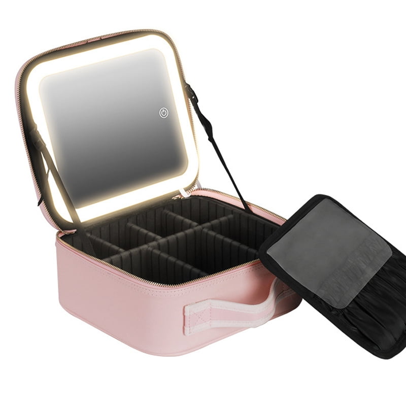 Makeup Travel Train Case with Mirror LED Light 3 Adjustable Brightness