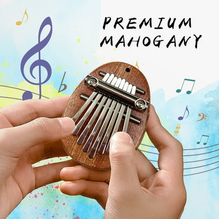 LittleClover Kalimba 8 key Thumb Piano, Portable Solid wood Finger Thumb Piano, Marimba Instrument for Musical lovers, Easy Learning Pendent Gift for Kids/Adult Beginners (DropletBrown-A)