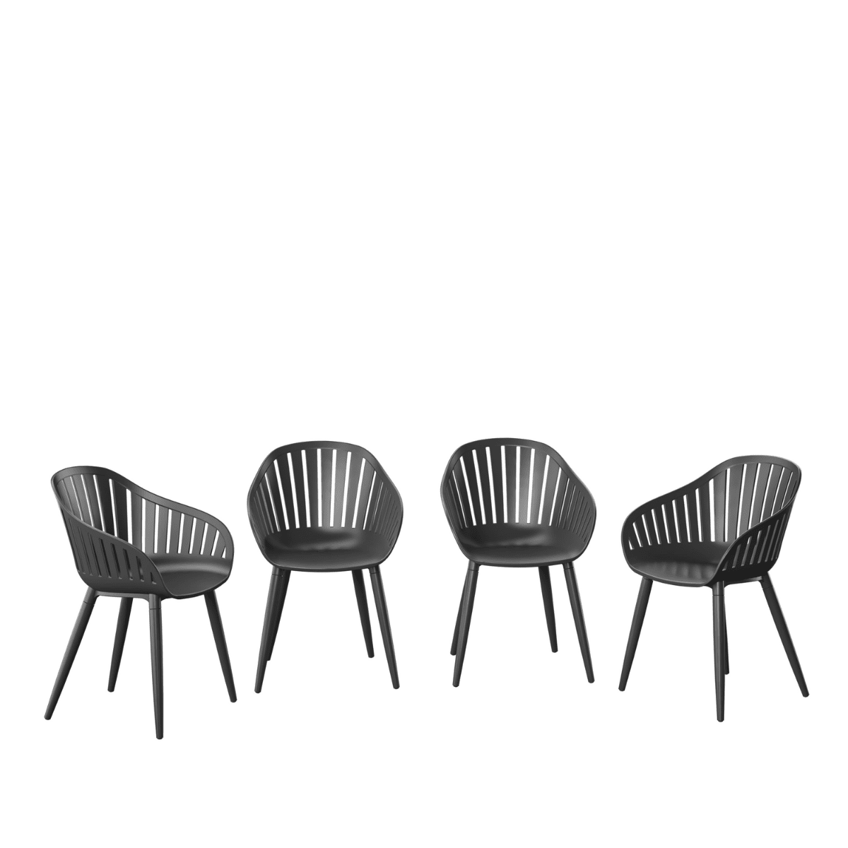 Amazonia Assen 4-Piece Chair Set, Aluminium Legs, Ideal for Outdoors and Indoors, Black